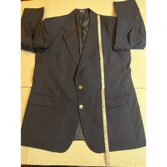 VTG Burberrys Mens Blazer Navy 100% Wool Made In USA Size 44R gold buttons - Picture 13 of 16